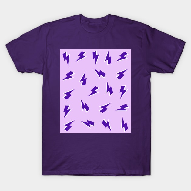 Purple Lightning Bolts Pattern T-Shirt by OneThreeSix